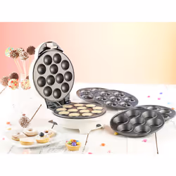 Rosenstein & Söhne NC-3686-919 machine a cupcakes et donuts Machine à fabriquer des donuts/cupcakes/cake pops 12 gâteaux 7 Donuts 700 W Noir, Blanc