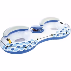 Bouée 2 personnes INFACTORY - Dossier & support pour boisson - 254 x 122 cm - Blanc