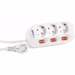 Multiprise - REVOLT - 3 ports - Interrupteurs individuels - Blanc - Rectangulaire