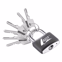Cadenas à clé - AGT - en aluminium et acier - arceau à double verrouillage - 43 mm