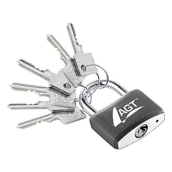 Cadenas à clé - AGT - en aluminium et acier - arceau à double verrouillage - 43 mm