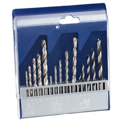 Ensemble de forets - AGT - HSS - 15 pièces - Métal bois & béton - Boîte de rangement
