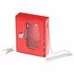 Boîte à clés de secours - X-CASE - avec vitre - marteau durgence - acier rouge - 120x150x40mm