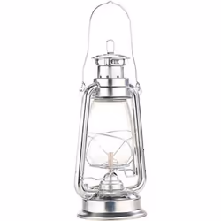 Lampe-tempête rétro à pétrole 30 cm Amalia - aspect Zinc - Gris - LUNARTEC - Vintage - Verre