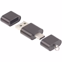 Lecteur de carte Micro SD - PEARL - USB A et C - Blanc - Compatible jusquà 128 Go - USB 2.0
