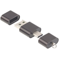 Lecteur de carte Micro SD - PEARL - USB A et C - Blanc - Compatible jusquà 128 Go - USB 2.0