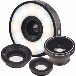 Objectifs pour appareil mobile super grand-angle macro et fish-eye + Anneau LED - SOMIKON