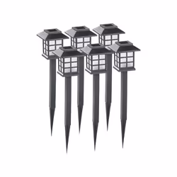 Borne solaire LED Asian - LUNARTEC - 6 ampoules - Noir - Elégance - Chic - Plastique - Résine