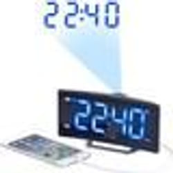 Radio-réveil à projection AUVISIO - Affichage bleu - Radio FM - Port USB - 2 alarmes réglables