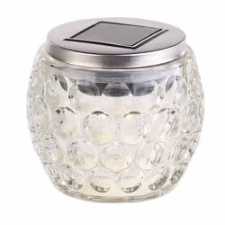 Photophore solaire - LUNARTEC - Layna - Verre taillé - LED blanc chaud - Ø 10 cm