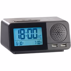 Radio-réveil radio-piloté avec hygromètre / thermomètre / chargement USB - AUVISIO