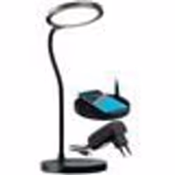 Lampe de bureau LED tactile Lunartec - Noir - Luminosité réglable - Chargeur compatible Qi
