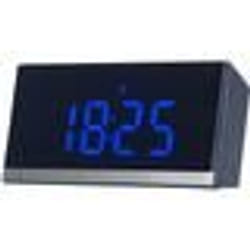 Horloge de table - Radio-pilotée - Noir / Bleu - Écran LED - Fonction Snooze - Luminosité réglable