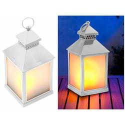 Lanterne à LED effet flamme - LUNARTEC - Blanc - Intérieur - Minuteur intégré - A pile