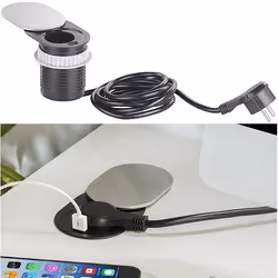 Prise de bureau - Coulissante - Ronde - USB intégré - Discrète - Intérieur