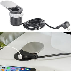 Prise de bureau - Coulissante - Ronde - USB intégré - Discrète - Intérieur