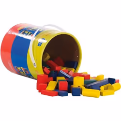 Jeu de construction en bois - PLAYTASTIC - 100 blocs - 4 couleurs - 6 formes - Mixte