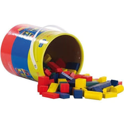 Jeu de construction en bois - PLAYTASTIC - 100 blocs - 4 couleurs - 6 formes - Mixte