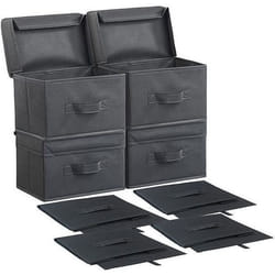 Boîtes de rangement - PEARL - 25 x 15 x 15 cm - Noir - Pliable - Empilable