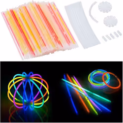 Tubes lumineux fluorescents - PEARL - 20 cm - 100 tubes - 6 couleurs - Accessoires de fête
