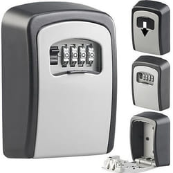 Coffre à clés mural - XCase - Mini coffre à code 4 chiffres - Aluminium - Noir/Gris - 87x120x40mm