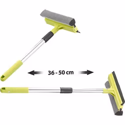 Lave-vitres télescopique 2 en 1 avec éponge et raclette jusquà 50 cm