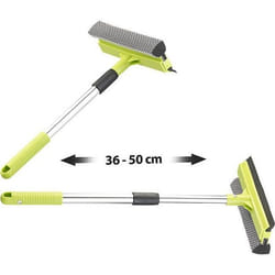 Lave-vitres télescopique 2 en 1 avec éponge et raclette jusquà 50 cm