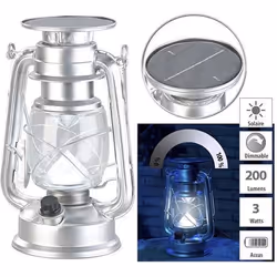 Lampe-tempête LED solaire - LUNARTEC - Argent - 200 lm - 3 W - Intensité variable