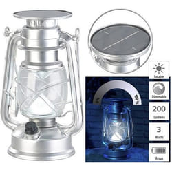 Lampe-tempête LED solaire - LUNARTEC - Argent - 200 lm - 3 W - Intensité variable