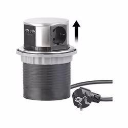 Multiprise encastrable - REVOLT - Bloc prise encastrable - 3 prises - 2 ports USB - Acier inoxydable