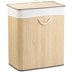 Corbeille à linge - INFACTORY - Bambou naturel - 100 L - Avec couvercle - Écologique