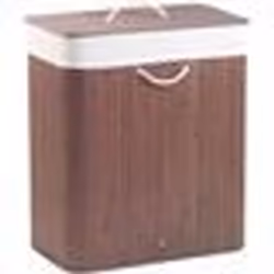 Corbeille à linge - INFACTORY - 100 L - Brun foncé - 2 compartiments - Sac amovible