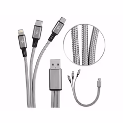 Câble de chargement 3 en 1 - Non spécifié - 30 cm - Micro-USB USB-C Lightning - Recharge simultanée