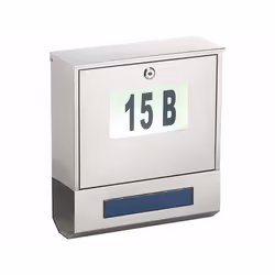 Boîte aux lettres - Lunartec - Solaire - Numéro lumineux - Acier inoxydable - Murale