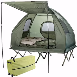 Tente toutes saisons 4 en 1 - Semptec - pour 2 personnes - lit de camp matelas et oreillers gonflables