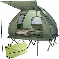 Tente toutes saisons 4 en 1 - Semptec - pour 2 personnes - lit de camp matelas et oreillers gonflables
