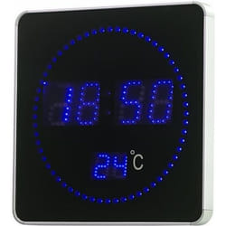 Horloge murale - Lunartec - LED bleues - Affichage température - Design moderne - Signal DCF77