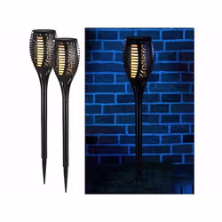 Torches de jardin solaires - LUNARTEC - 58 cm - LED effet flamme - Orange-rouge - Plastique robuste