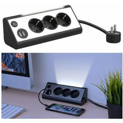 Multiprise dangle 3 prises avec 2 ports USB et veilleuse LED - REVOLT