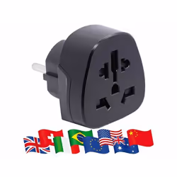 Adaptateur secteur de voyage - REVOLT - Monde vers Europe - 2500 w - Blanc - Rectangulaire