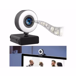 Webcam USB Full HD - Somikon - Autofocus - Double micro intégré - Anneau déclairage