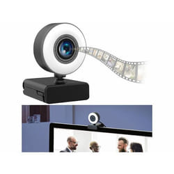Webcam USB Full HD - Somikon - Autofocus - Double micro intégré - Anneau déclairage