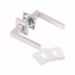 Poignées de porte et rosettes en acier inoxydable - AGT - Double - Sur rosace - Rond