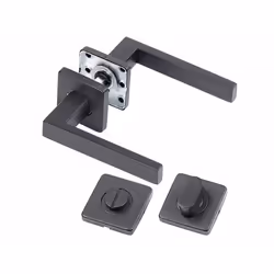 Poignées de porte en acier inoxydable avec verrou rotatif - Noir - AGT - Double pène - Rond - Réversible