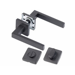 Poignées de porte en acier inoxydable avec verrou rotatif - Noir - AGT - Double pène - Rond - Réversible