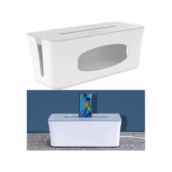 Boîte de rangement - Callstel - Multiprise - Support smartphone - Couleur blanc - Plastique rectangulaire