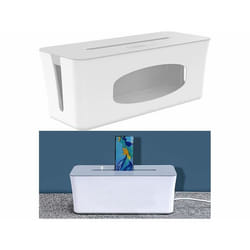 Boîte de rangement - Callstel - Multiprise - Support smartphone - Couleur blanc - Plastique rectangulaire