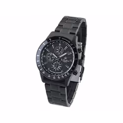 Montre radio-pilotée solaire - St. Leonhard - Noir - Acier inoxydable - Chronographe - Étanche 5 Atm