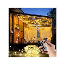 Rideau lumineux télécommandé 3x3 m avec 300 LED - blanc chaud