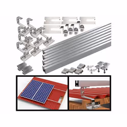 Kit de montage - Revolt - 34 pièces - Pour 2 panneaux solaires - Aluminium - Toitures anciennes et récentes